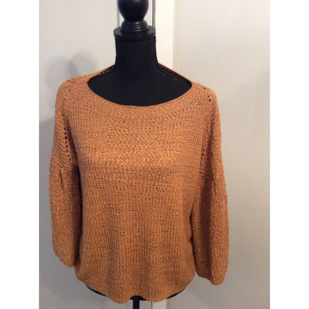 Boho Illa Illa Brown Knit Sweater Bell Sleeves Medium M